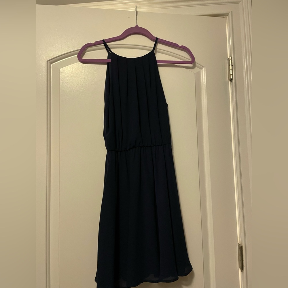 Elegant Navy Halter Dress